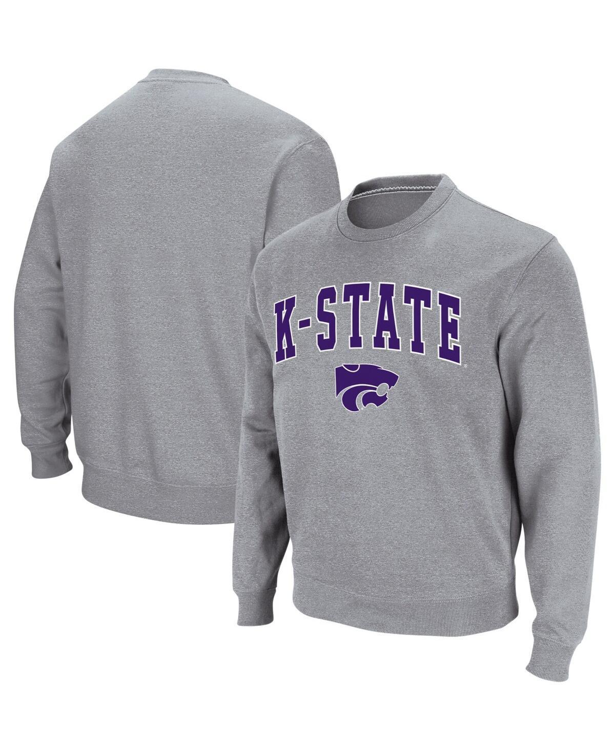 Mens Colosseum Heather Gray Kansas State Wildcats Arch & Logo Crew Neck Sweatshirt Product Image