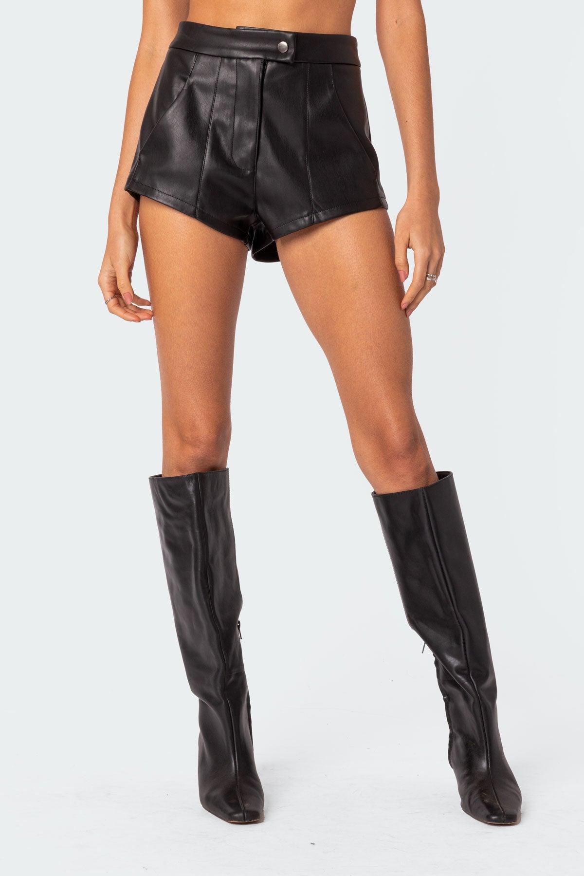 Ramona High Rise Faux Leather Micro Shorts Product Image