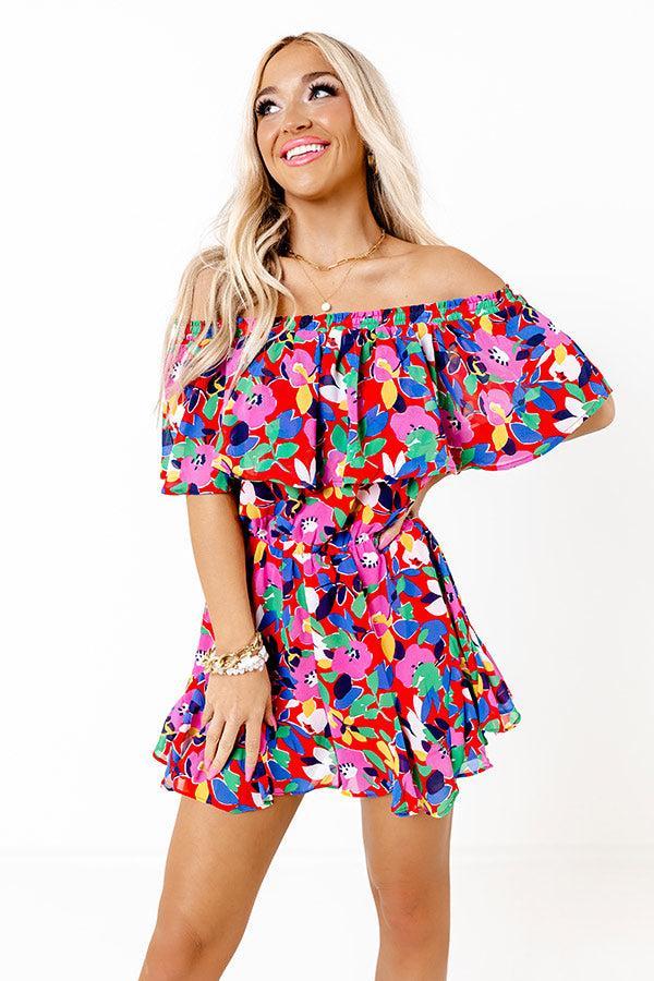 Seas The Moment Floral Romper In Red Product Image