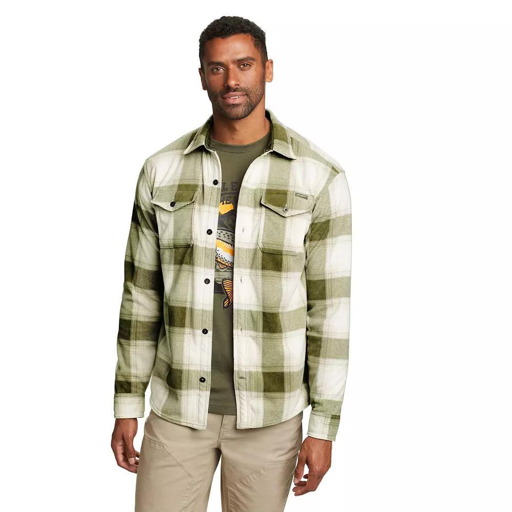 Men's Eddie Bauer Chutes Microfleece Button-Front Shirt, Size: Medium, Grey Product Image