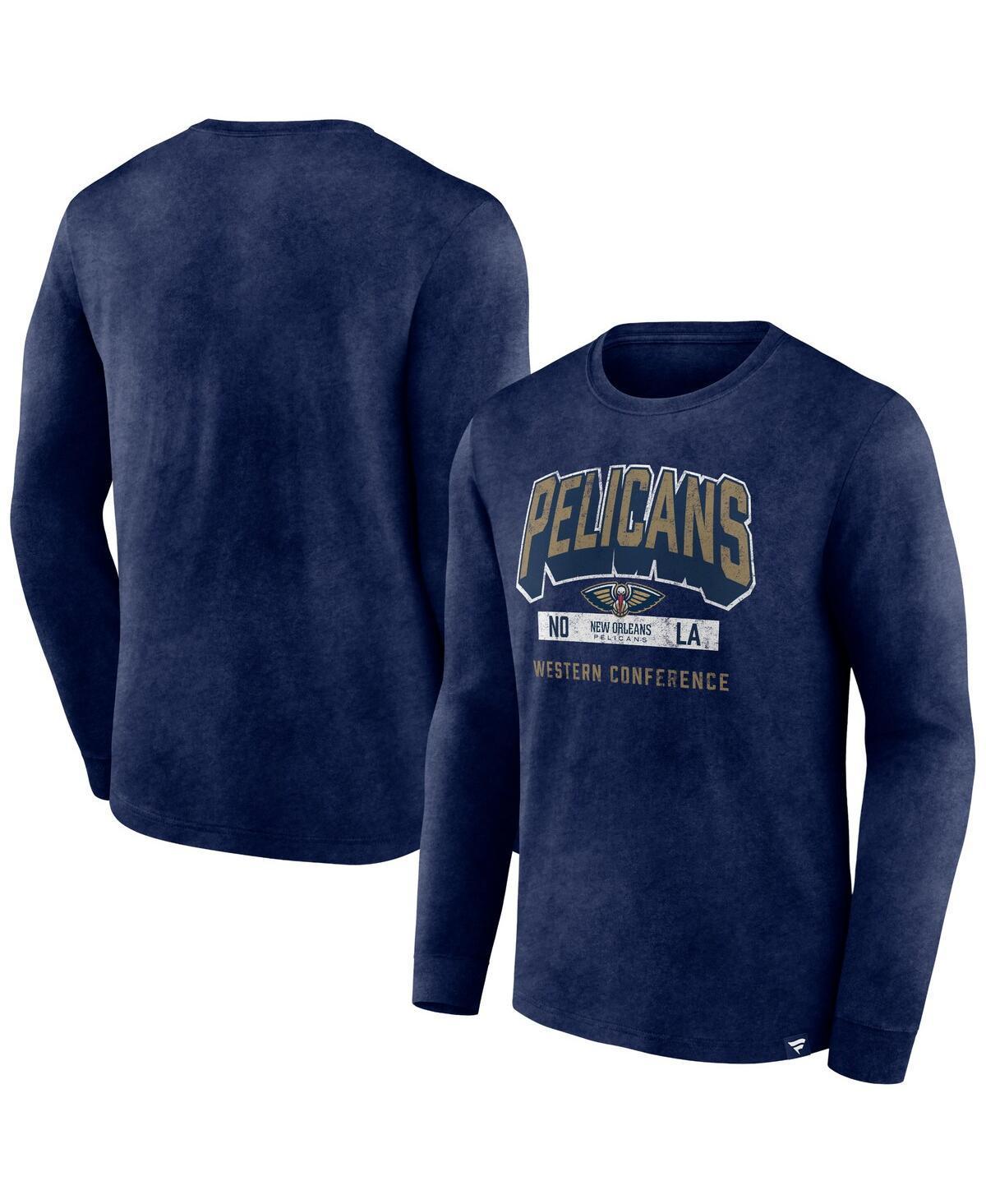 Mens Fanatics Branded Heather New Orleans Pelicans Front Court Press Snow Wash Long Sleeve T-Shirt Blue Product Image