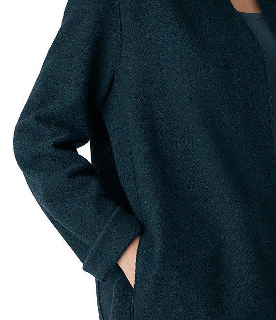 Eileen Fisher Boiled Wool High Collar Long Sleeve Open Front Jacket Product Image