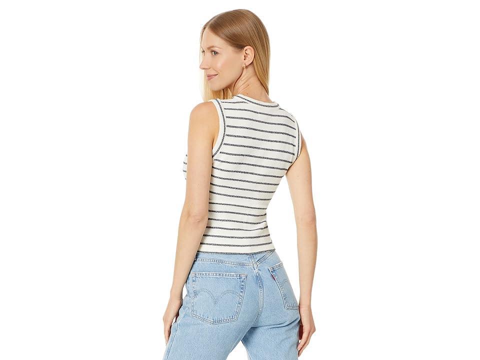 Madewell Split-Crewneck Cardigan Tank in Stripe (Lighthouse) Women's Clothing Product Image