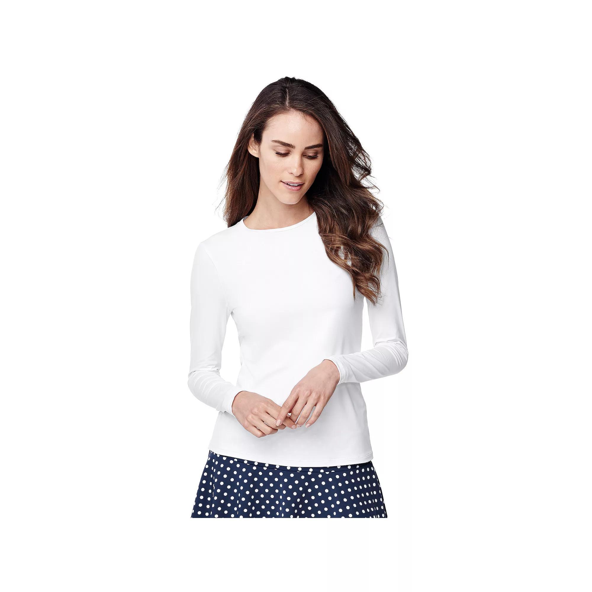 Petite Lands' End UPF 50 Long Sleeve Rash Guard, Women's,  Product Image
