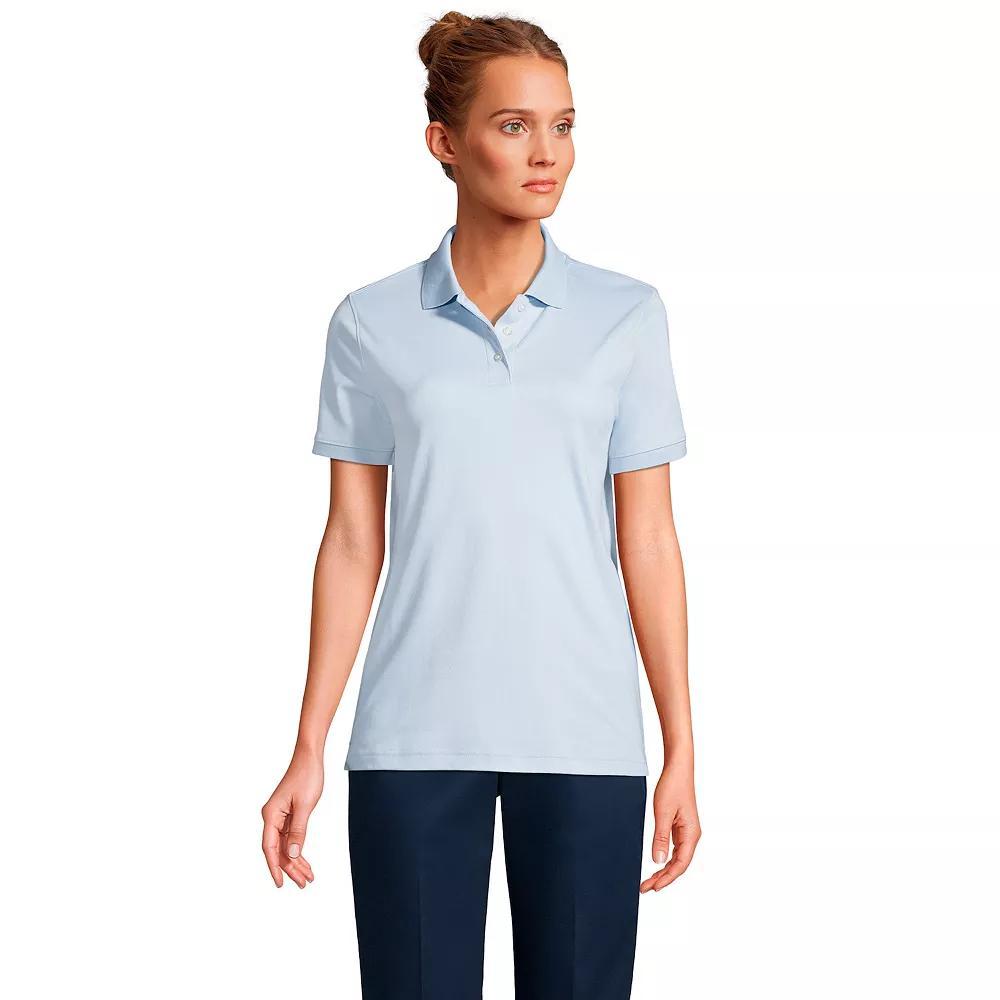 Women's Lands' End School Uniform Classic Short Sleeve Interlock Polo Top, Size: Large, White Product Image