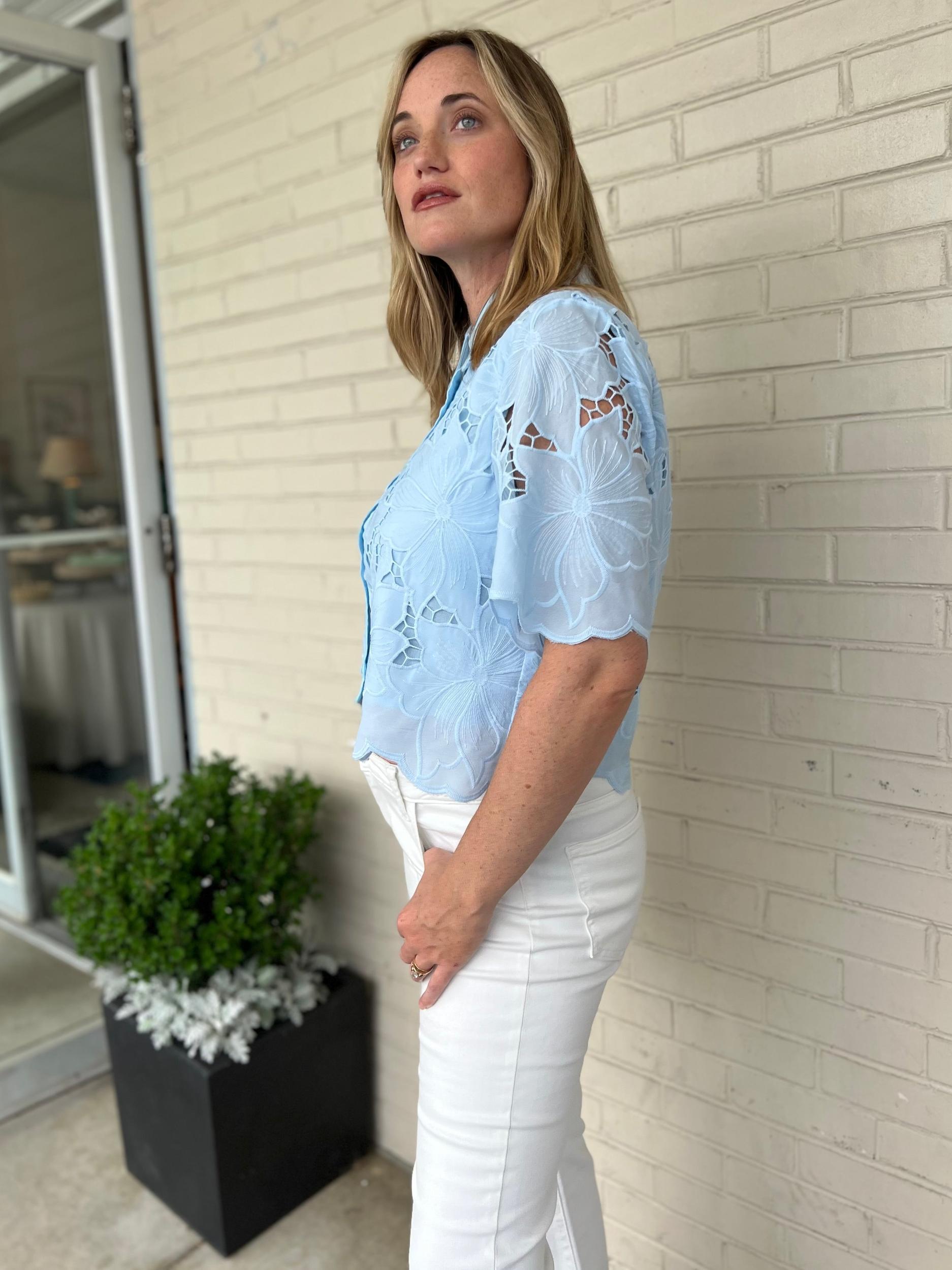 Rosa Lace Button Front Blouse Product Image