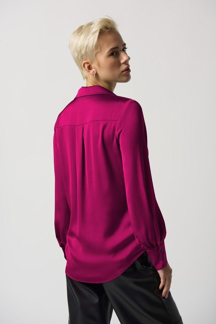 Notched Collar Satin Blouse- Opulence Product Image