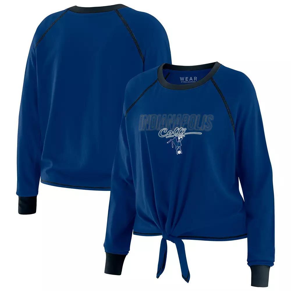 Women's WEAR by Erin Andrews Royal Indianapolis Colts Tie-Front Long Sleeve T-Shirt,  Product Image