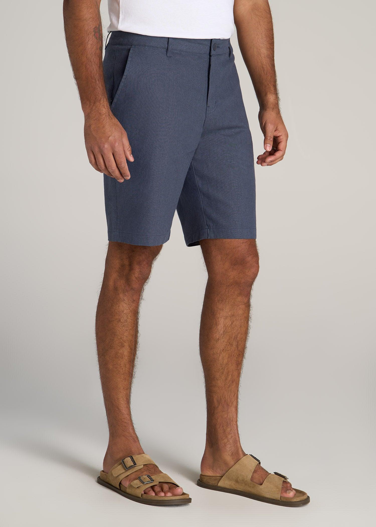 Linen Shorts For Tall Men in Burnt Orange Product Image