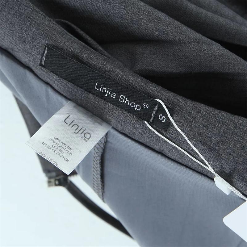 Low Waist Plain Pleated Drawstring Mini A-Line Skirt Product Image