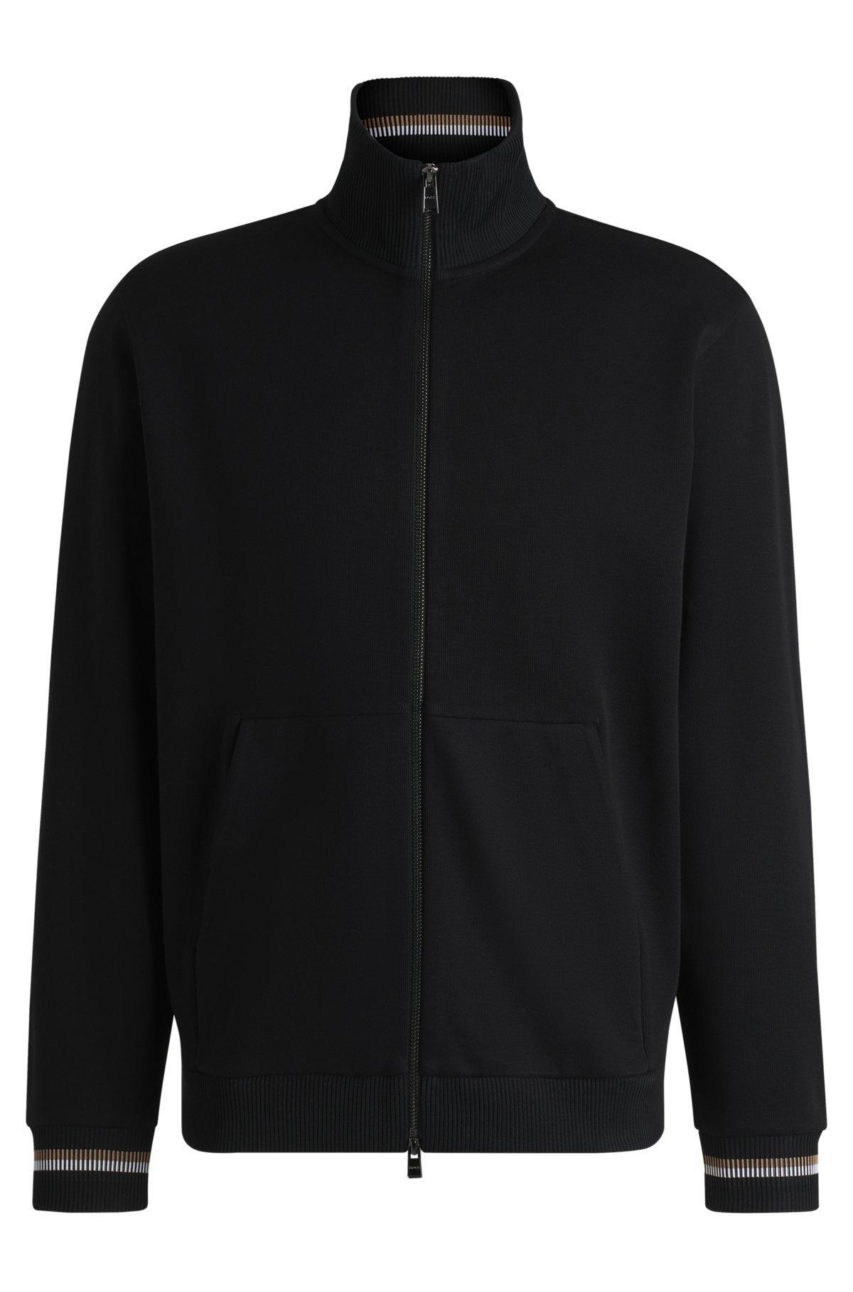 Mercerized-cotton regular-fit sweatshirt with stripe cuffs Product Image