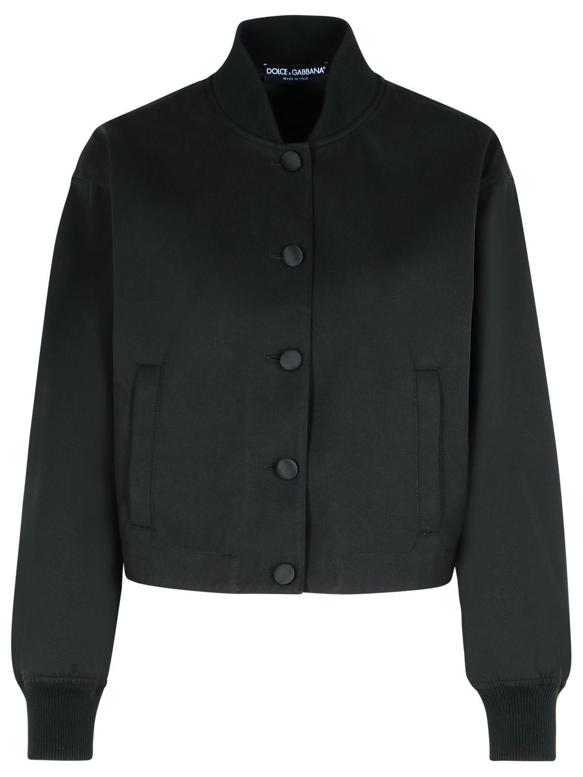 DOLCE & GABBANA Black Polyester Blend Bomber Jacket Product Image