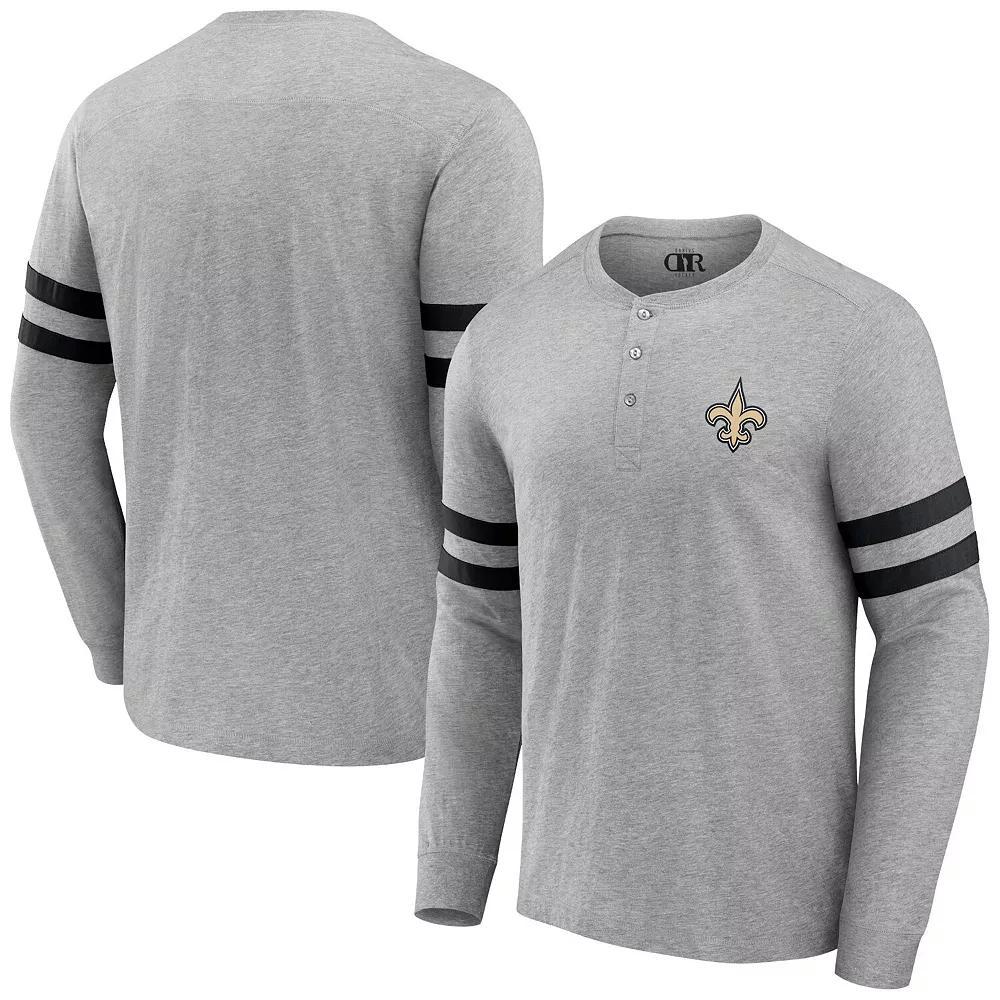 Men's NFL x Darius Rucker Collection by Fanatics Heather Gray New Orleans Saints Henley Long Sleeve T-Shirt,  Product Image
