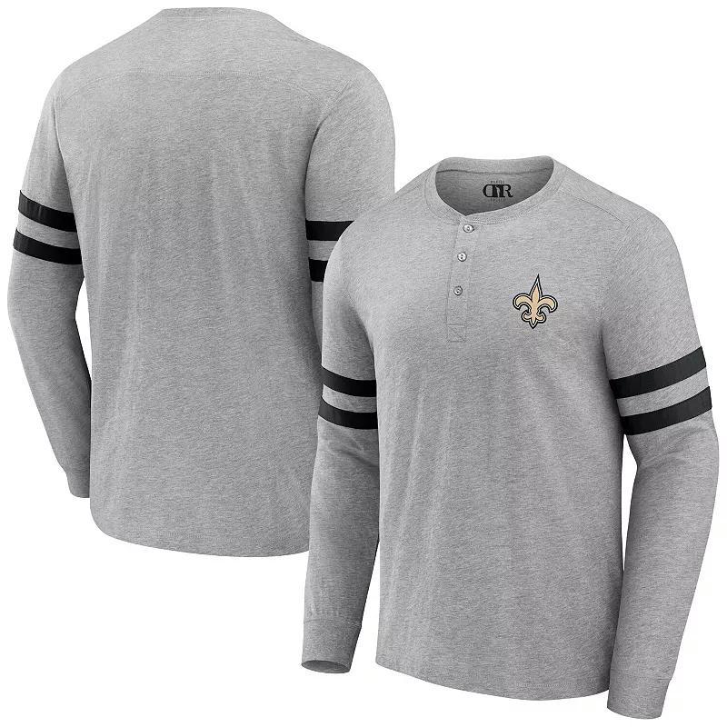 Men's NFL x Darius Rucker Collection by Fanatics Heather Gray New Orleans Saints Henley Long Sleeve T-Shirt,  Product Image