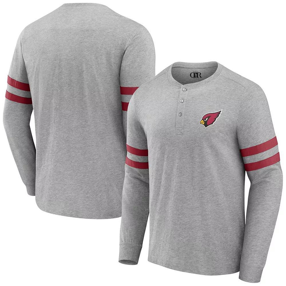 Men's NFL x Darius Rucker Collection by Fanatics Heather Gray Arizona Cardinals Henley Long Sleeve T-Shirt,  Product Image