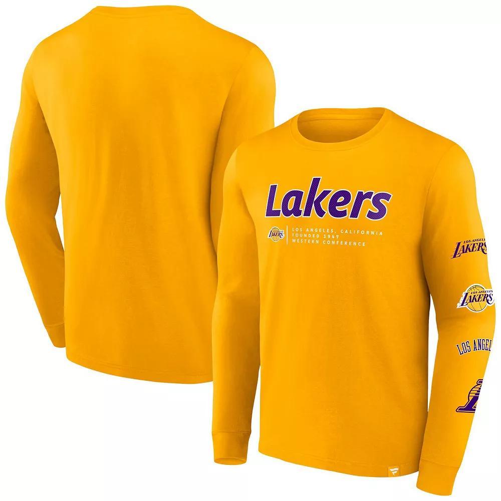 Men's Fanatics Branded Gold Los Angeles Lakers Baseline Long Sleeve T-Shirt,  Product Image