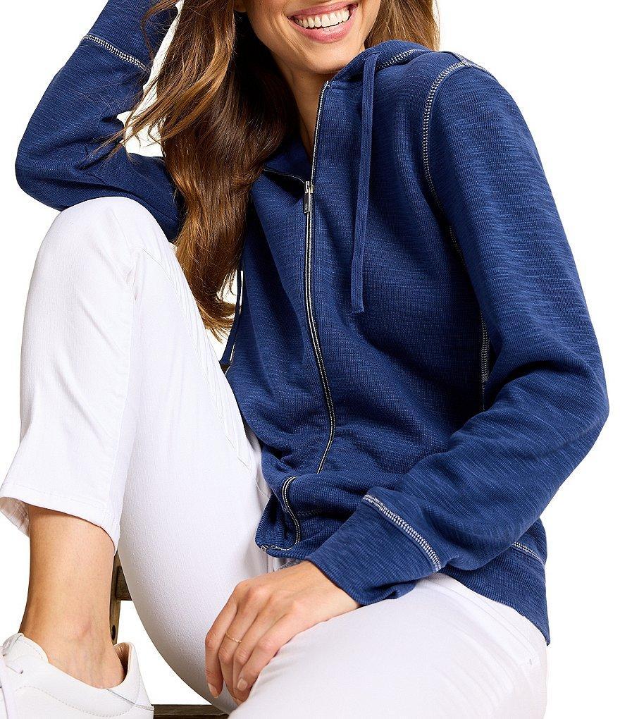 Tommy Bahama Tobago Bay Full Zip Slub Rib Knit Long Sleeve Hooded Jacket Product Image