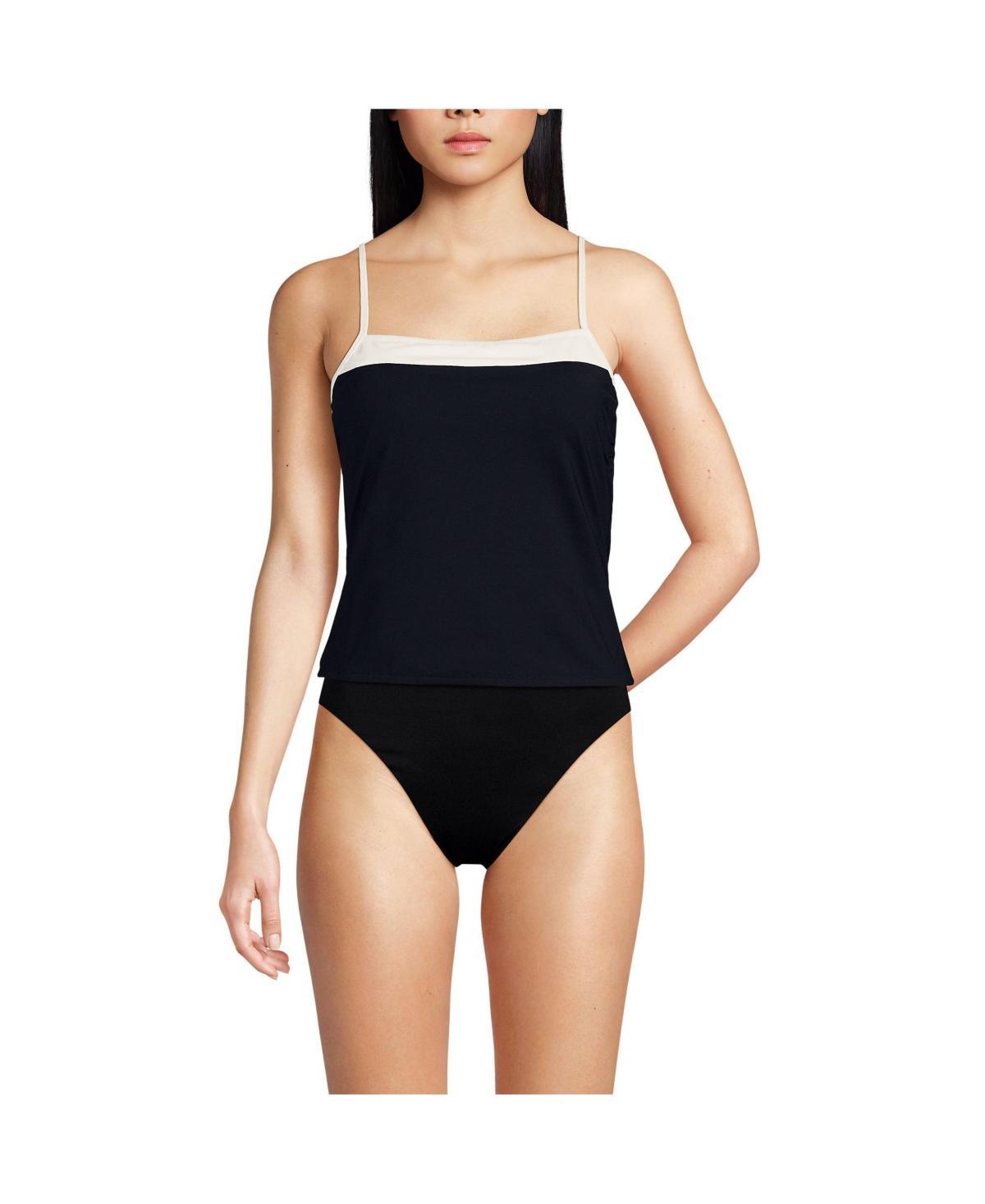 Lands End Womens Reversible Scoop Neck Tie Back Tankini Swimsuit Top - Navy Product Image