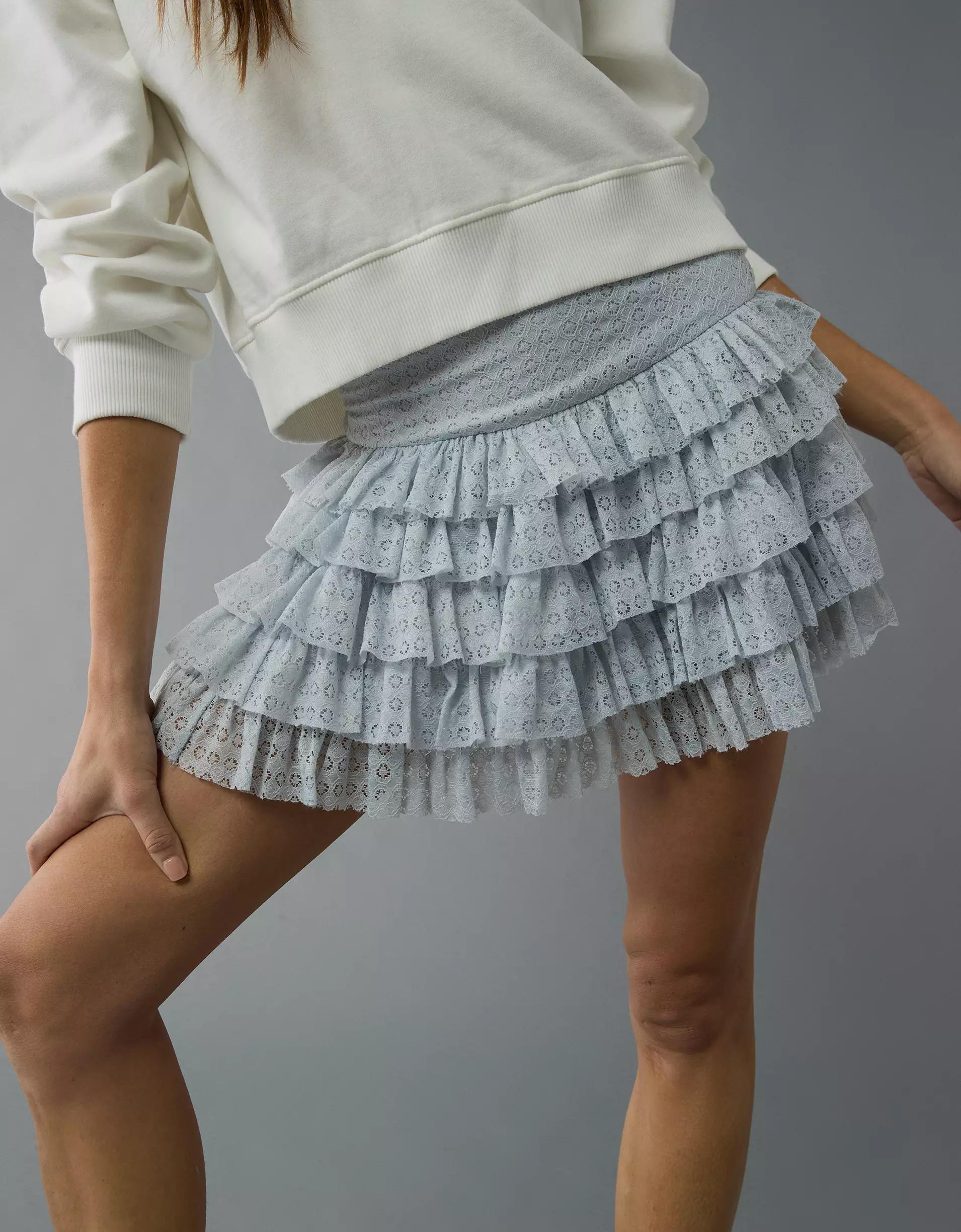 AE High-Waisted Ruffle Mini Skort Product Image
