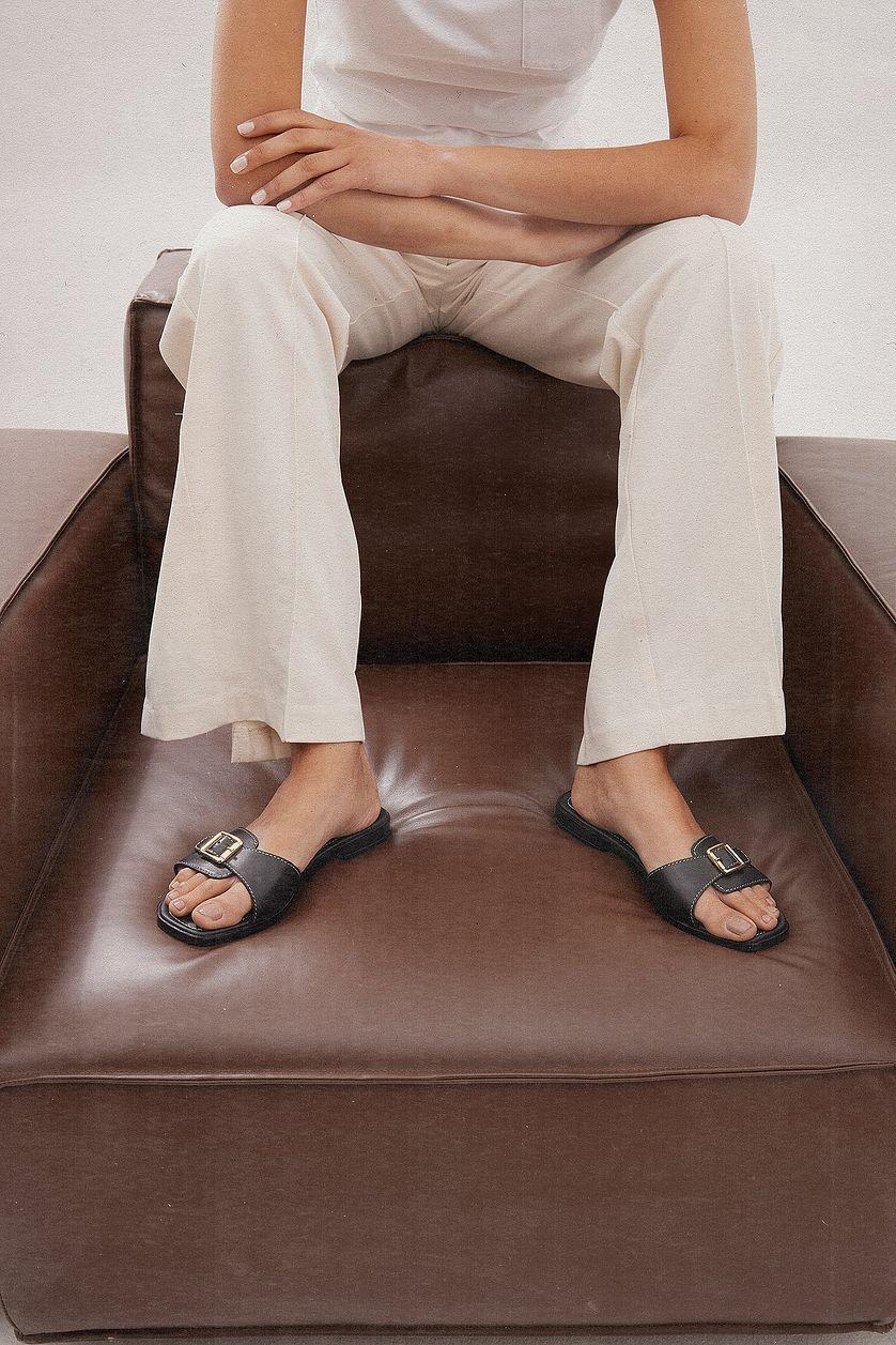 Leather Buckle Slippers Product Image