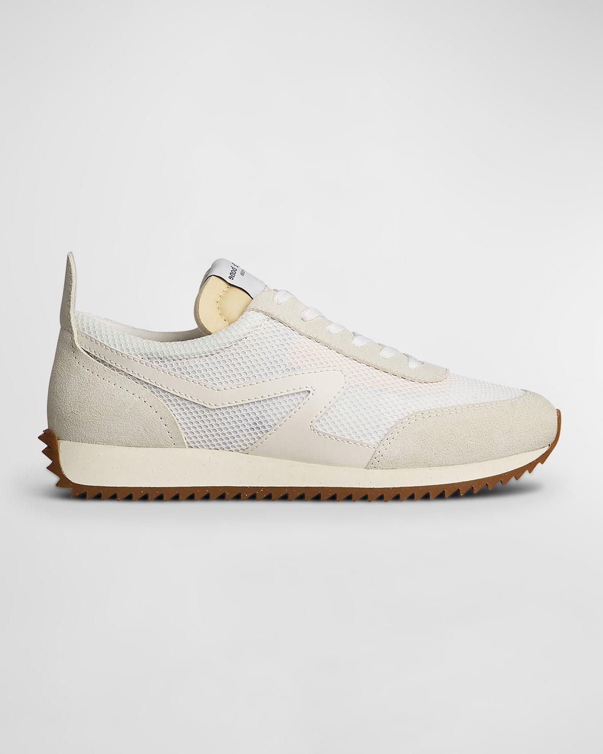 Mixed Leather Retro Runner Sneakers Product Image