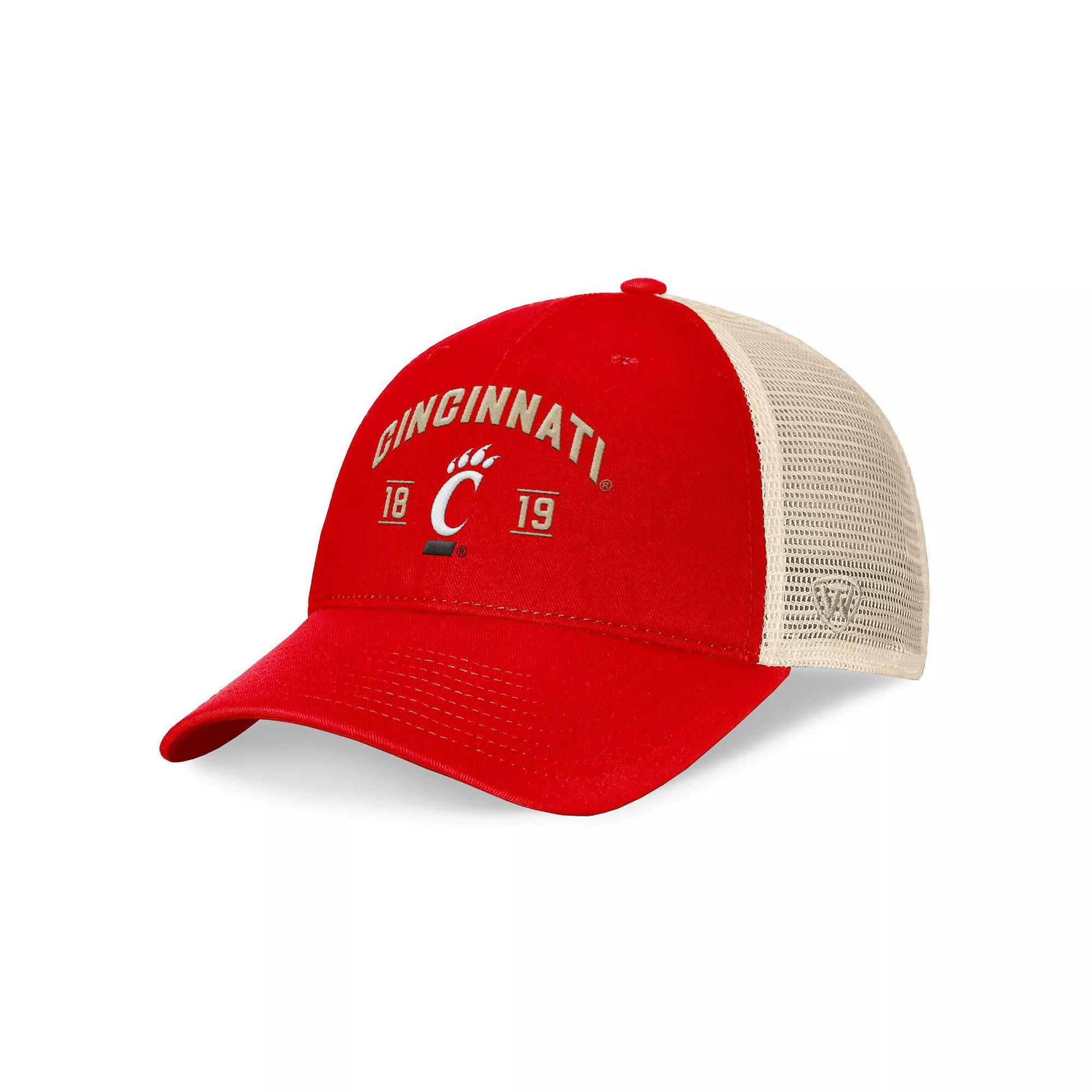 Men's Top of the World Red Cincinnati Bearcats Heritage Waylon Trucker Adjustable Hat Product Image