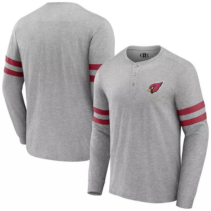 Men's NFL x Darius Rucker Collection by Fanatics Heather Gray Arizona Cardinals Henley Long Sleeve T-Shirt,  Product Image
