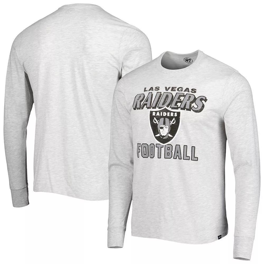 Men's '47 Heathered Gray Las Vegas Raiders Dozer Franklin Long Sleeve T-Shirt,  Product Image