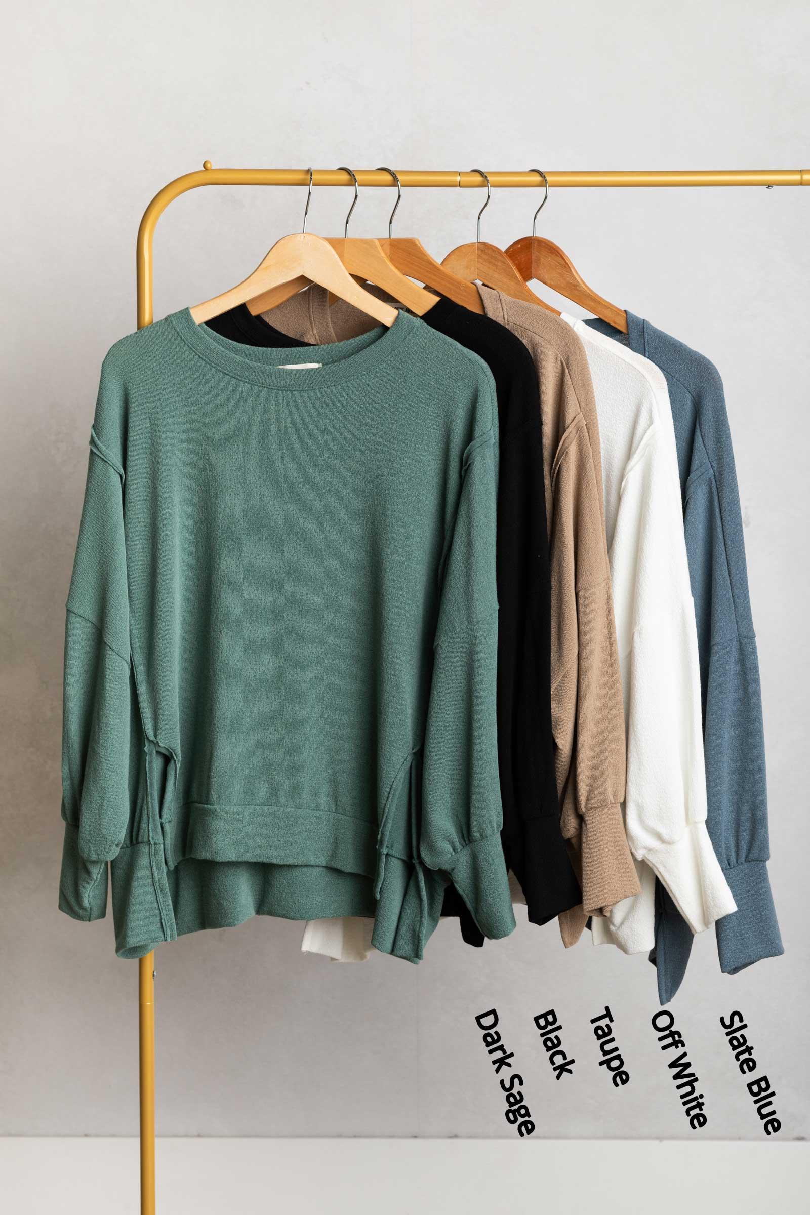 Pieced Oversized Crepe Hacci Knit Top Product Image