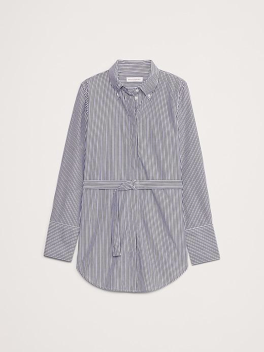 Cotton Poplin Belted Tunic Shirt Product Image