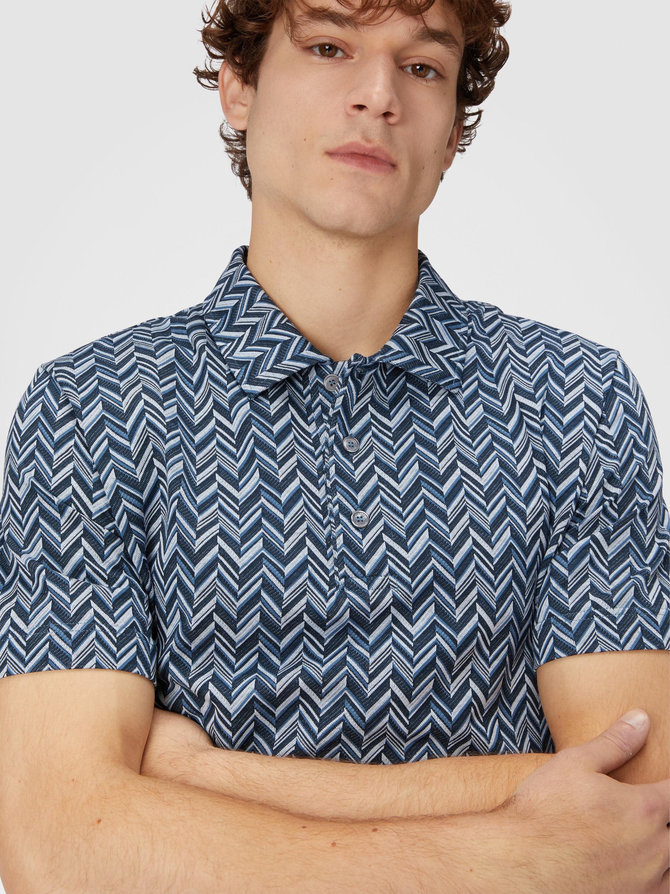 Zig zag jacquard cotton jersey polo shirt Product Image