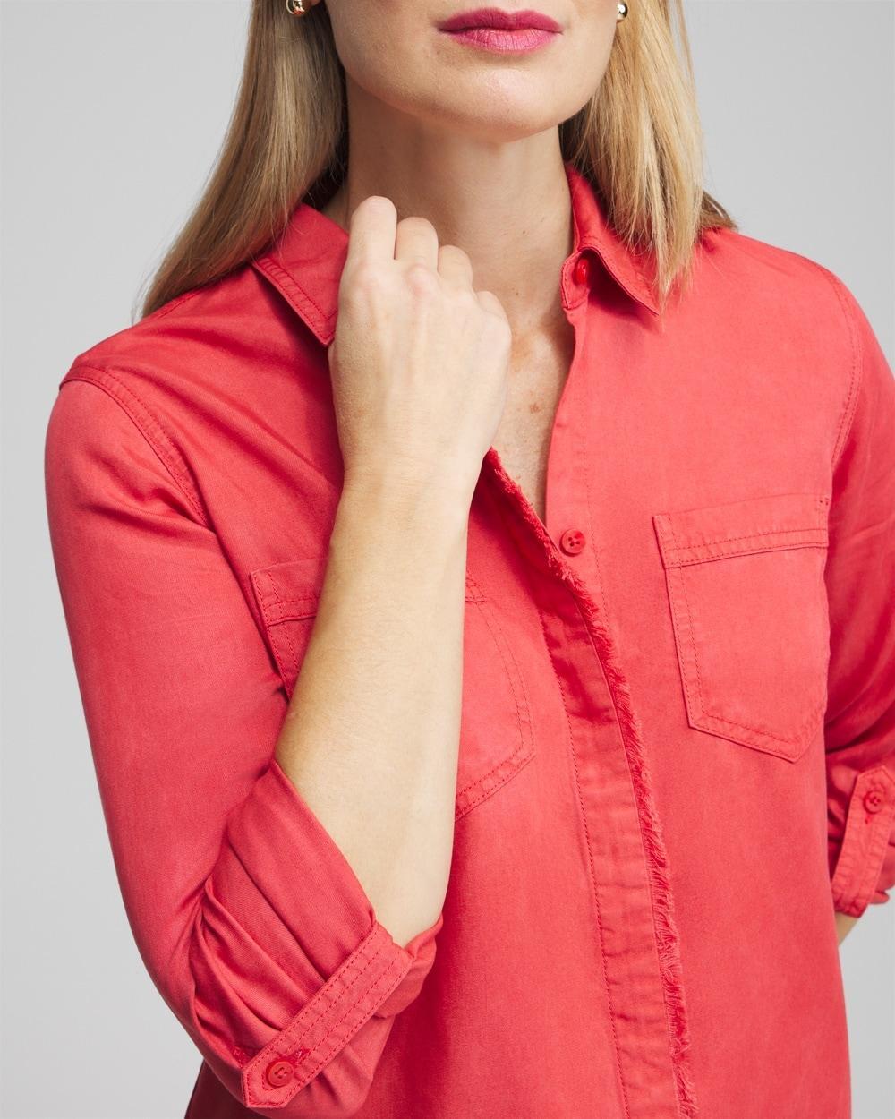 Twill Fringe Hem Shirt Product Image