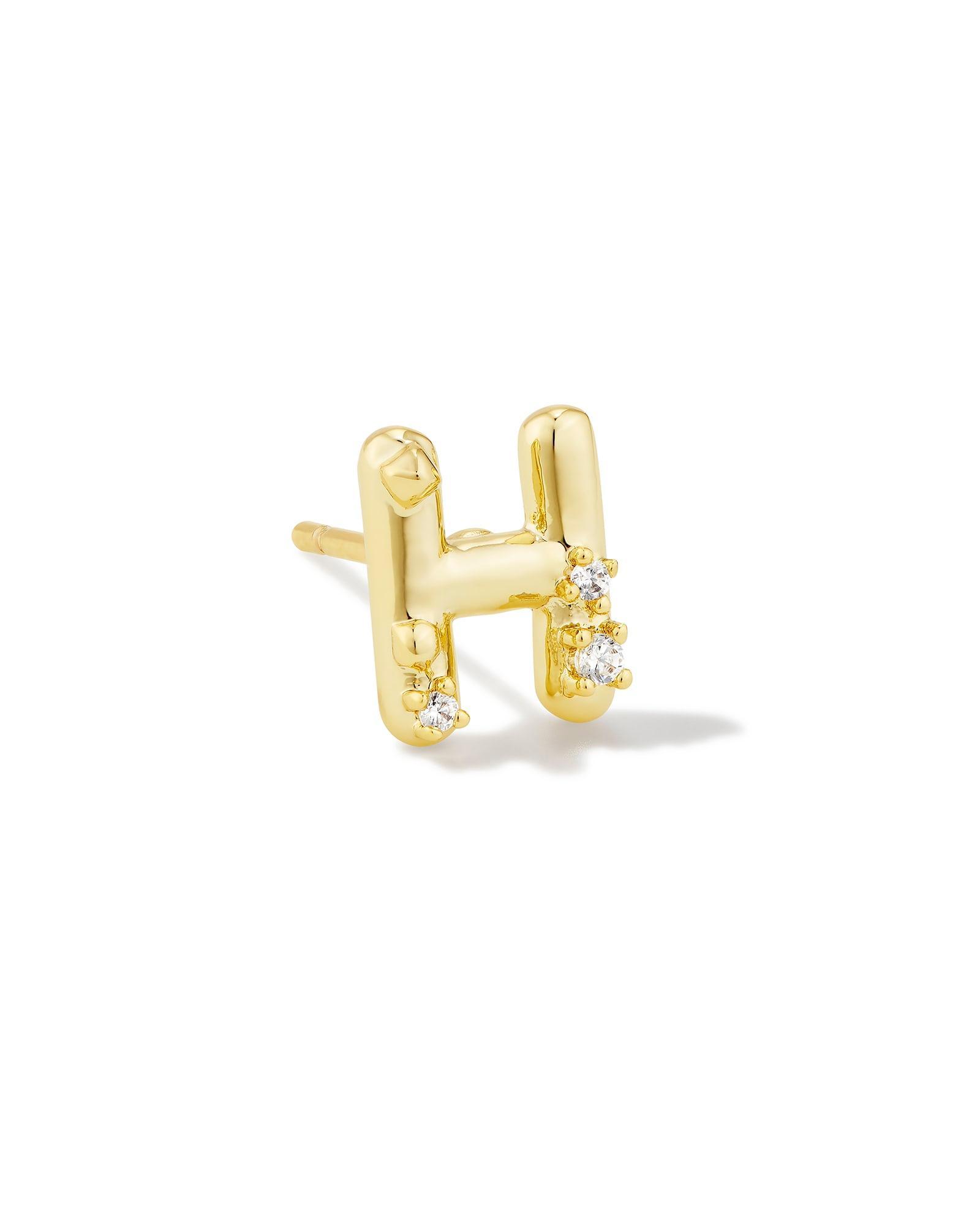 Austin Gold Single Stud Earring in White CZ Product Image