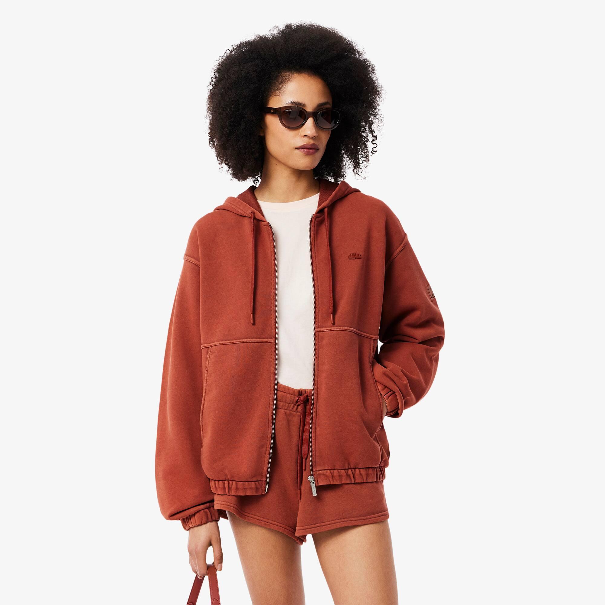 Oversized Wash Effect Zipped Sweatshirt Product Image