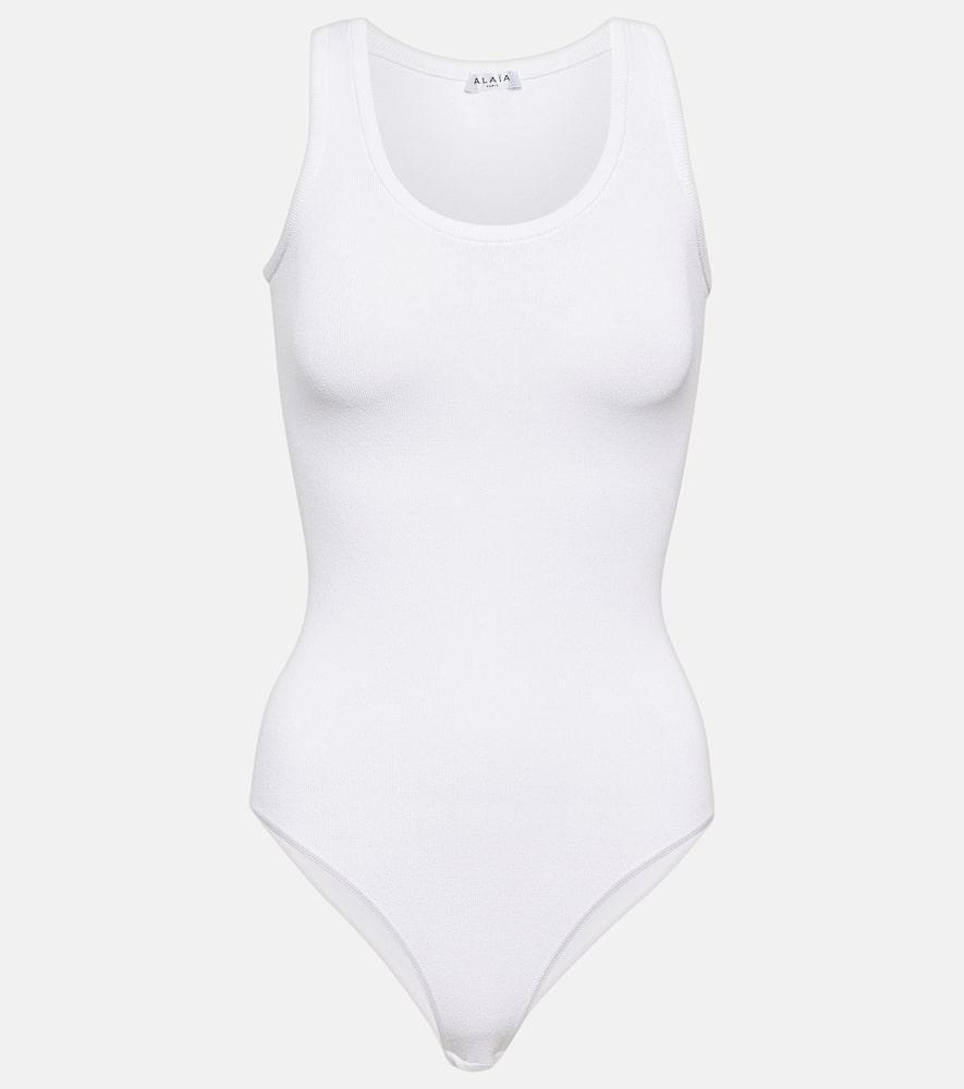 ALAÏA Knit Bodysuit In Blanc Product Image