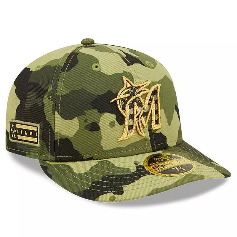 Men's New Era Camo Miami Marlins 2022 Armed Forces Day On-Field Low Profile 59FIFTY, Size: 7 1/8, Green Product Image