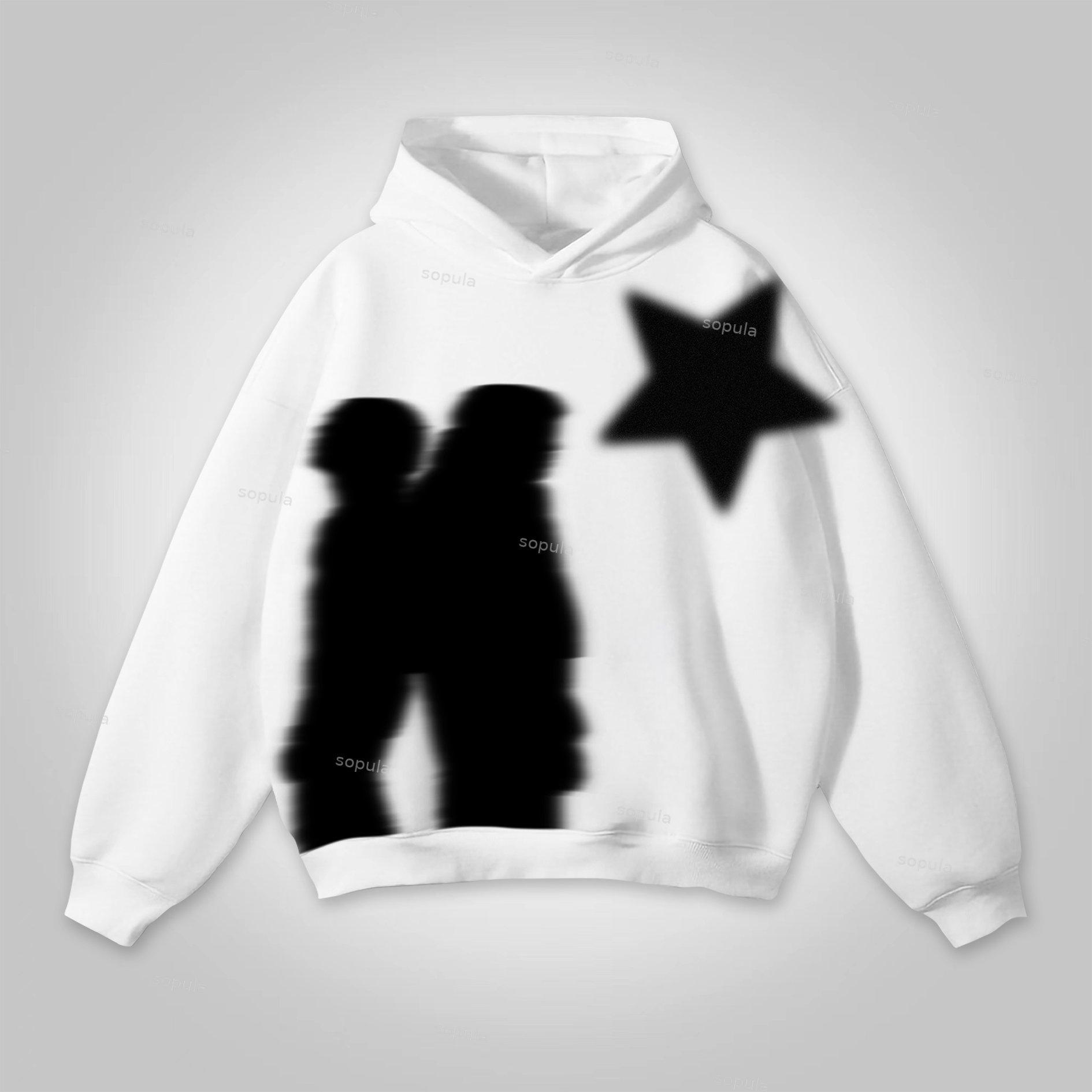 Virtual Shadow Graphics Cotton Hoodie Product Image