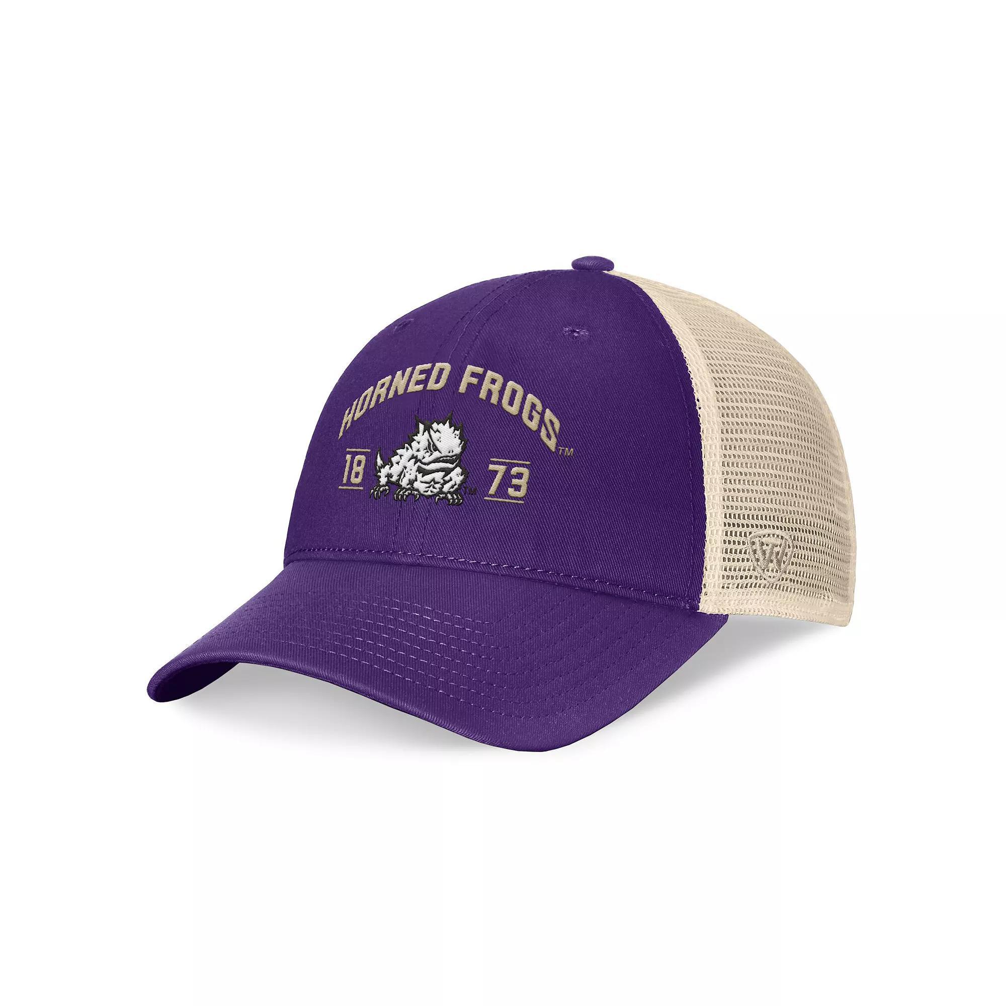 Men's Top of the World Purple TCU Horned Frogs Heritage Waylon Trucker Adjustable Hat Product Image