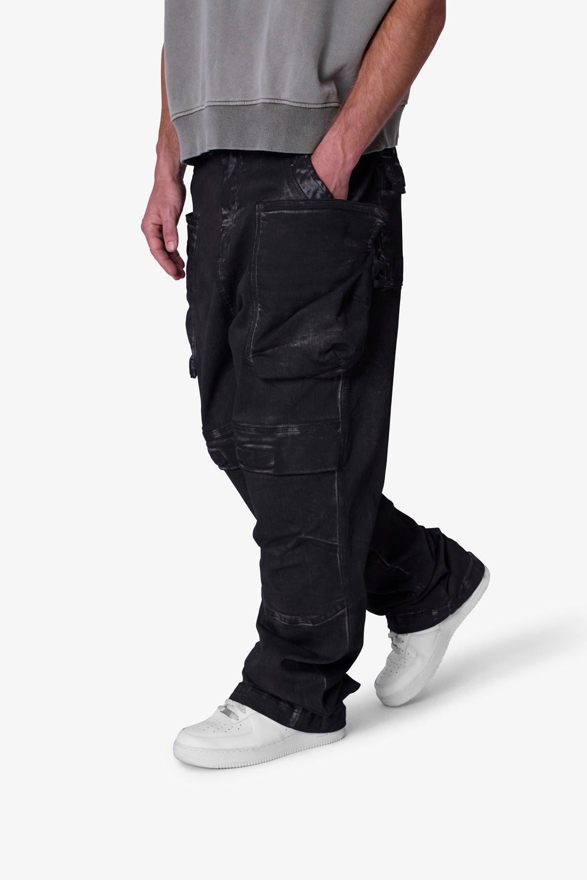 Oil Stretch Cargo Pants - Brown Product Image