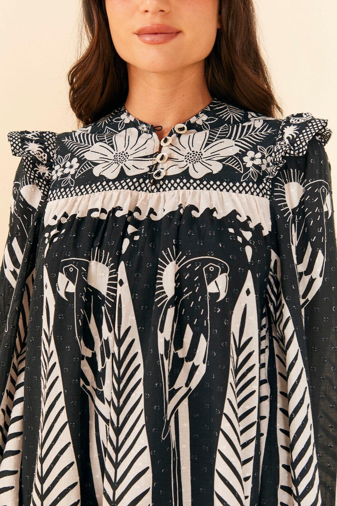 Black Macaw Elegance Long Sleeve Mini Dress Product Image