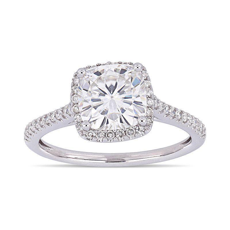 Stella Grace 14k White Gold Lab-Created Moissanite and 1/4 Carat T.W. Diamond Engagement Ring, Womens 14k Whgold Product Image