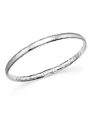 Womens Classico Narrow Sterling Silver Flat Hammered Bangle Bracelet Product Image