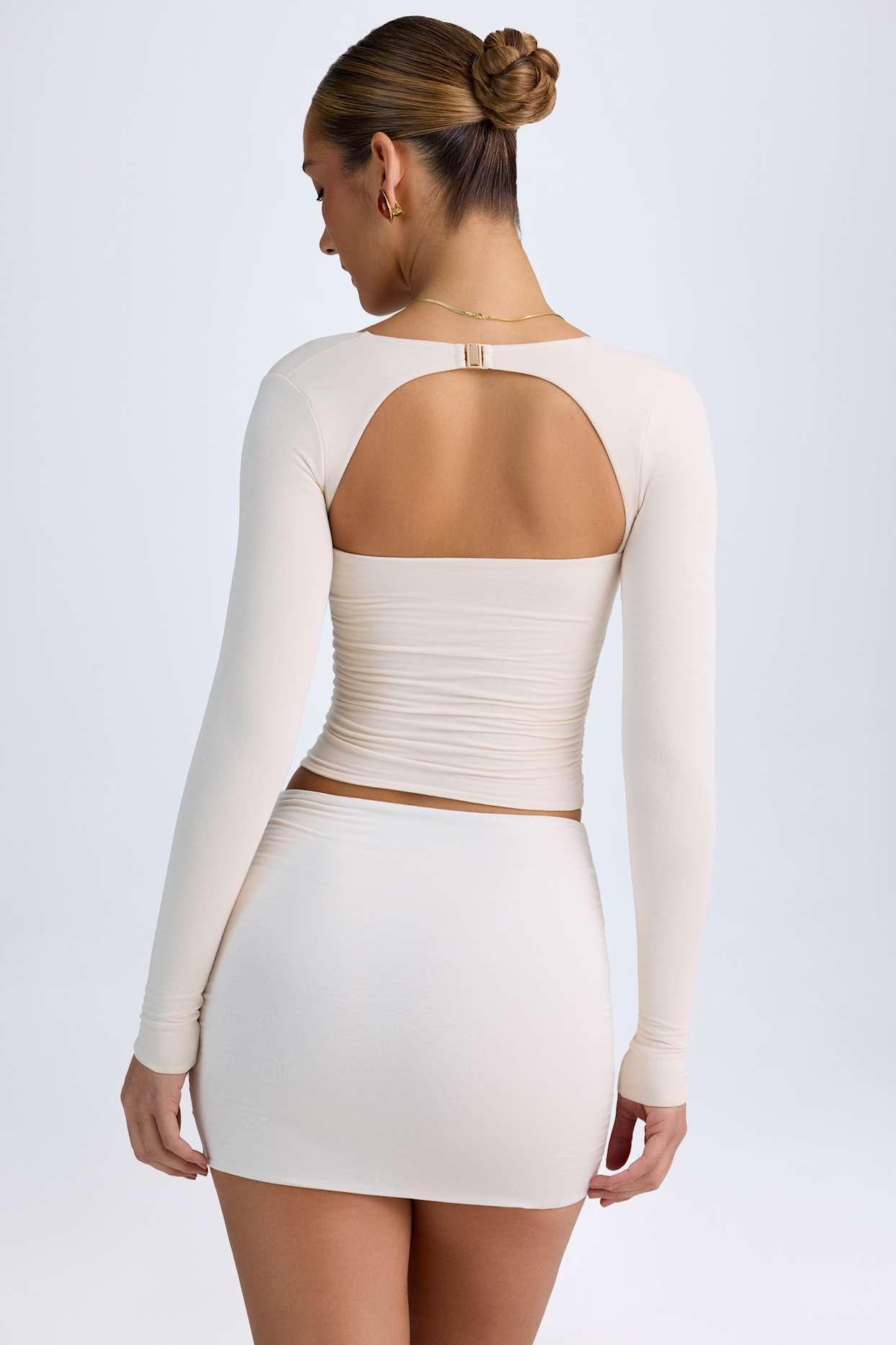 Modal Halterneck Ruched Top in Ivory Product Image