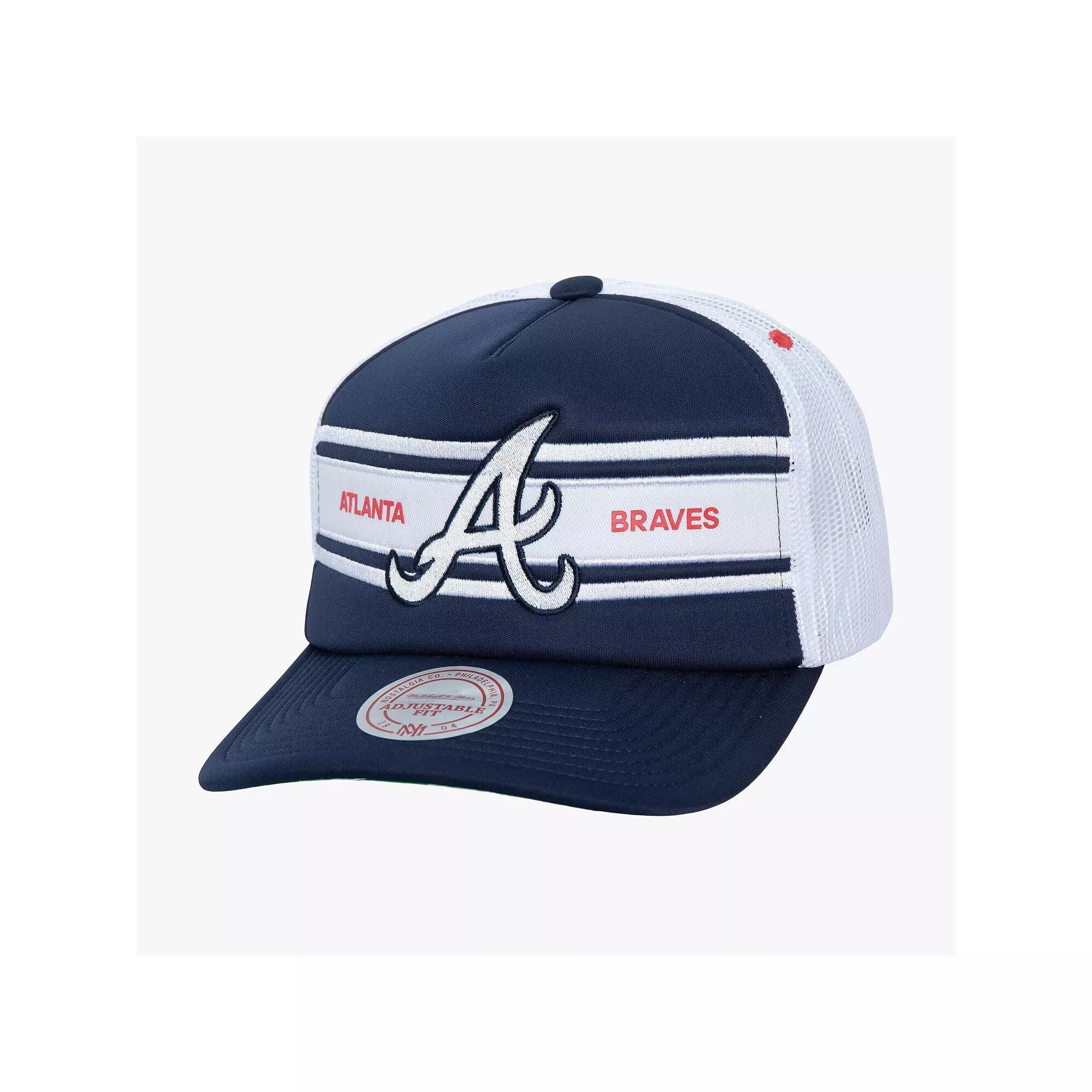 Men's   Navy Atlanta Braves Sideline Trucker Adjustable Hat, Blue Product Image