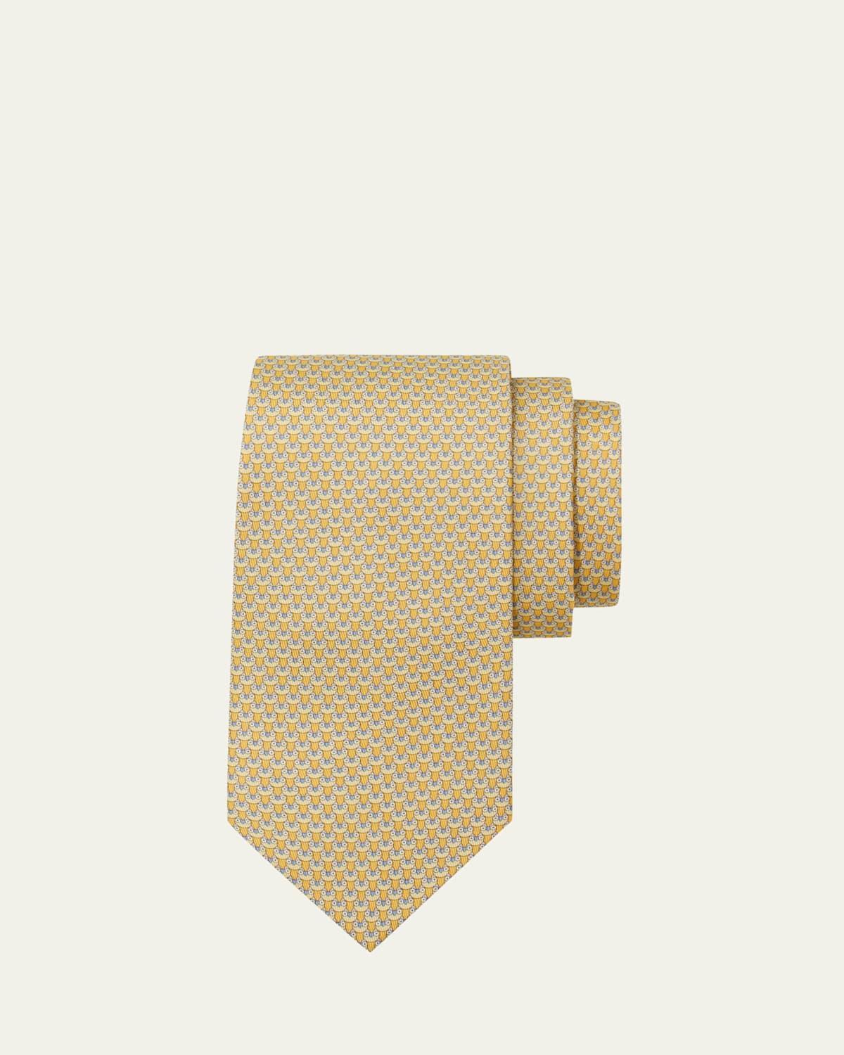 Mens Owl-Print Silk Tie Product Image