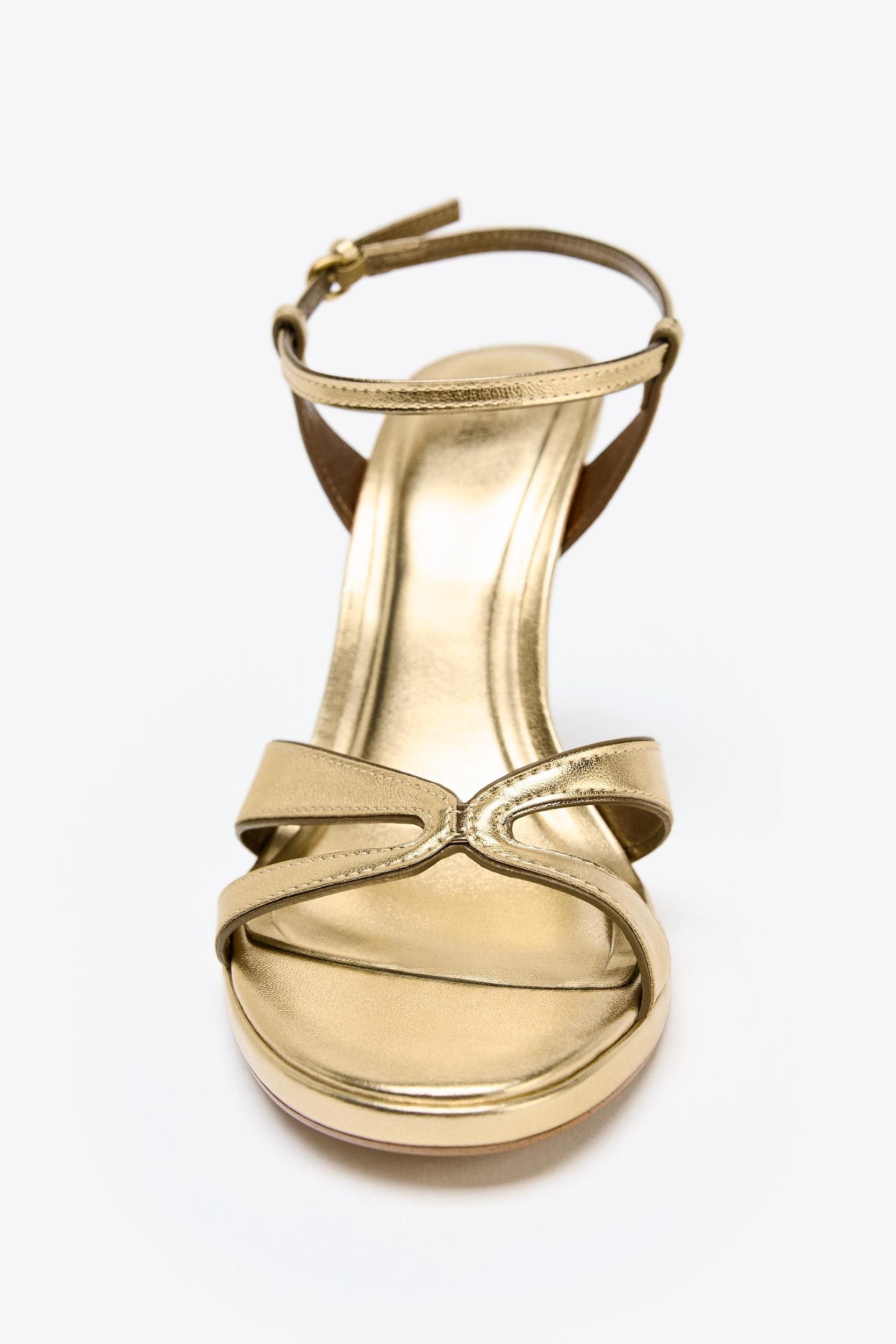 METALLIC EFFECT HEELED SANDALS Product Image