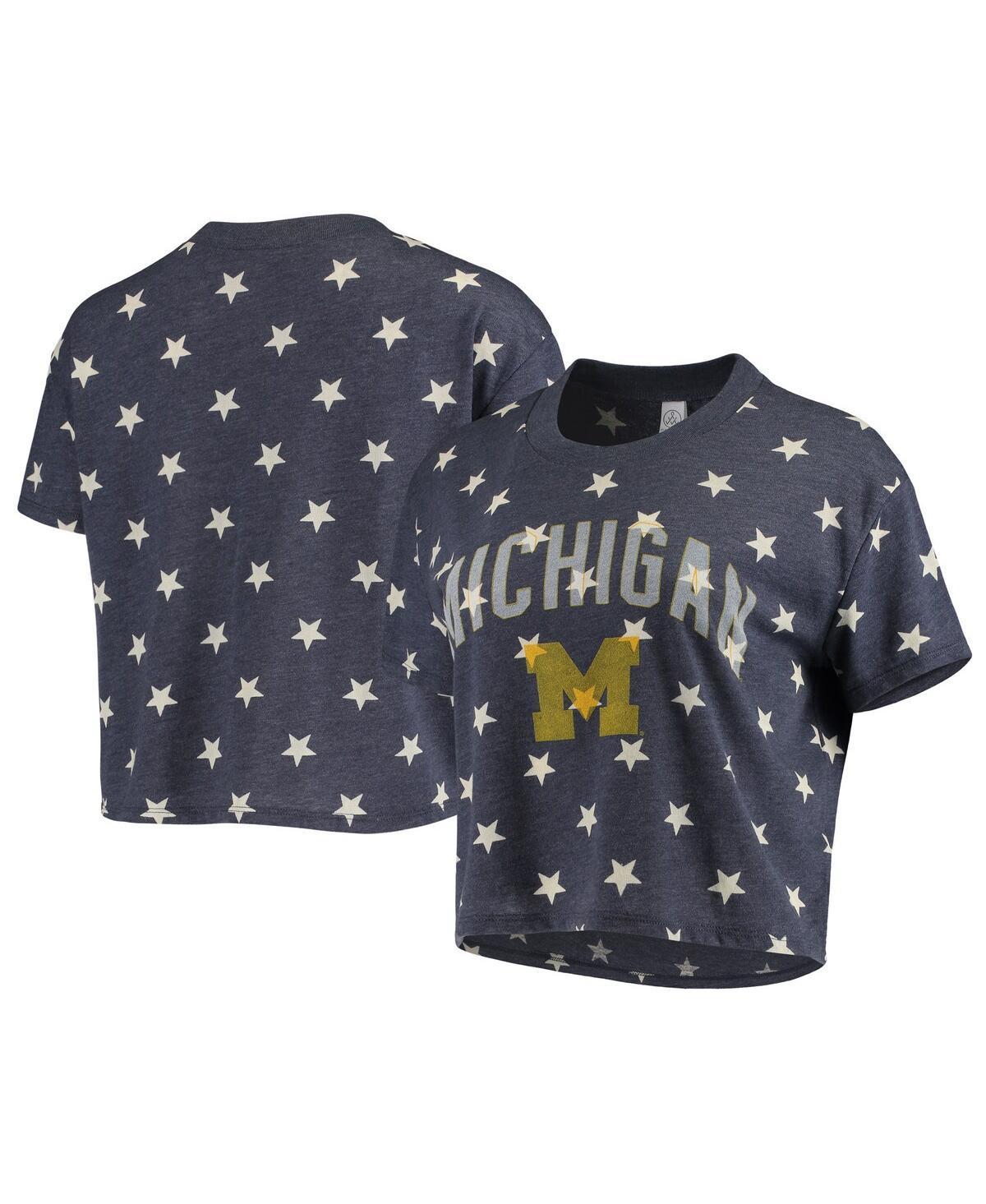 Womens Alternative Apparel Michigan Wolverines Headliner Stars Cropped Tri-Blend T-Shirt Blue Product Image