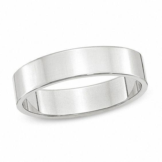 Men's 5.0mm Flat Square-Edged Wedding Band in 14K White Gold Product Image