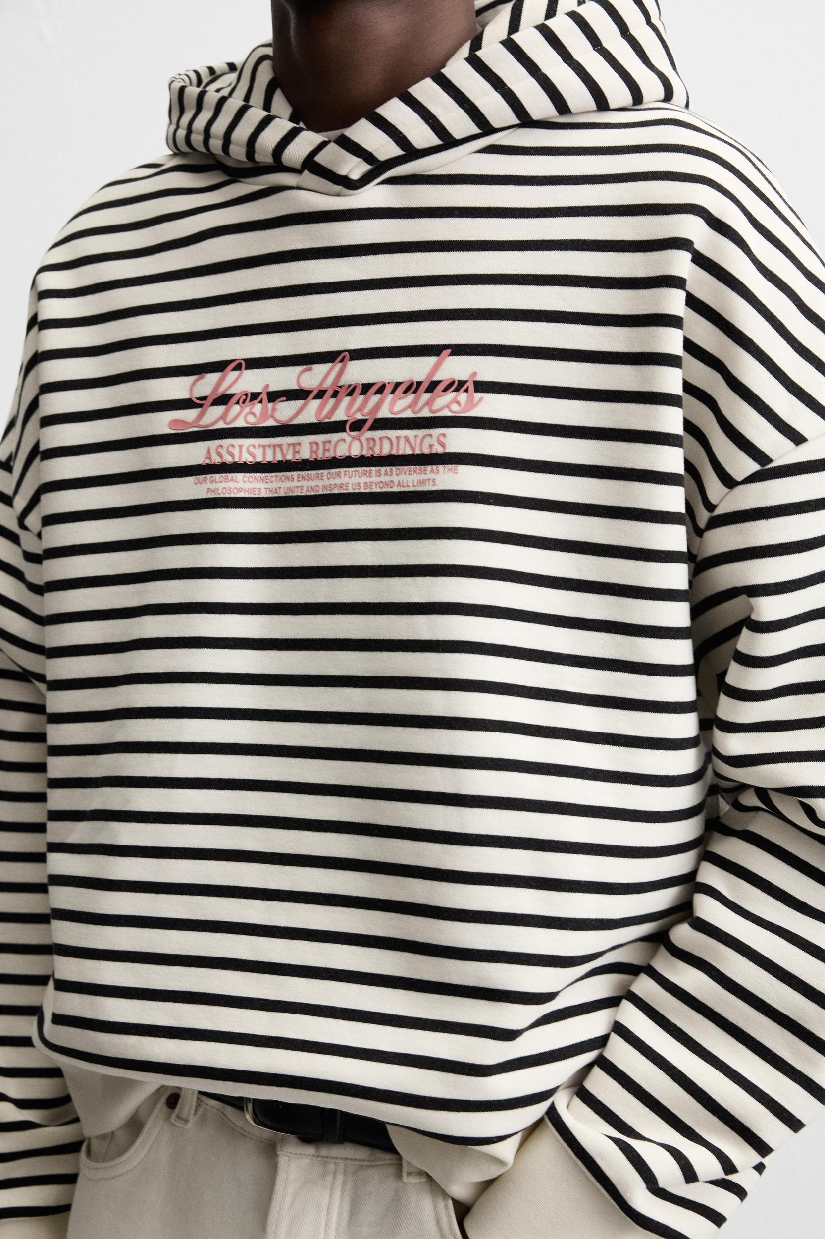 TEXT PRINT STRIPED SWEATSHIRT Product Image