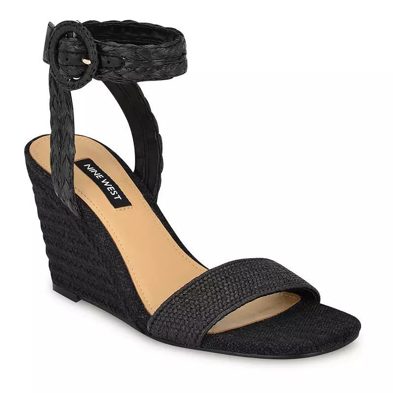 Nine West Womens Nerisa Square Toe Woven Wedge Sandals Product Image